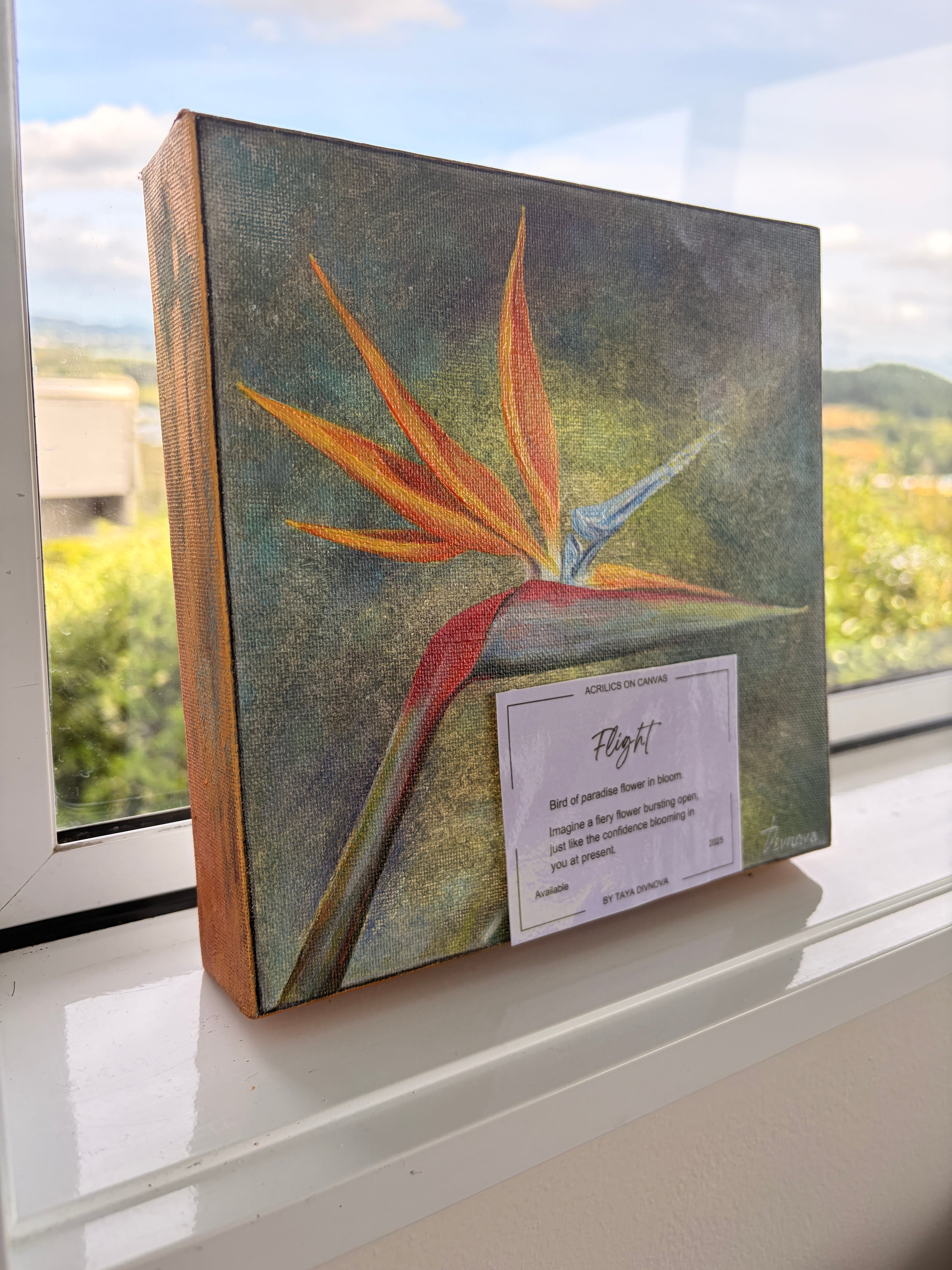 Flight - Original Acrylic painting on canvas, 20x20cm